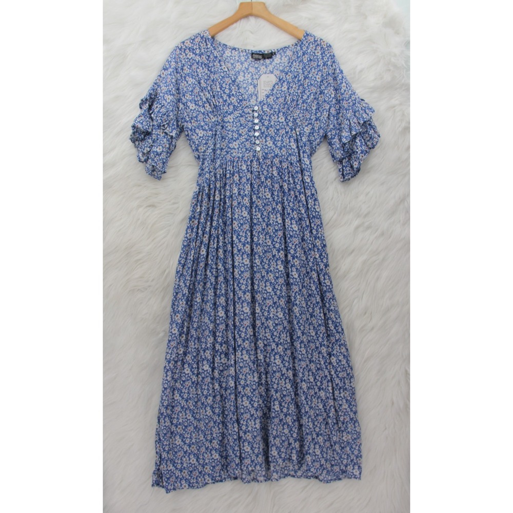 Anandas Collection Maxi Dress L Lightweight Prairie Cottagecore Boho Romantic